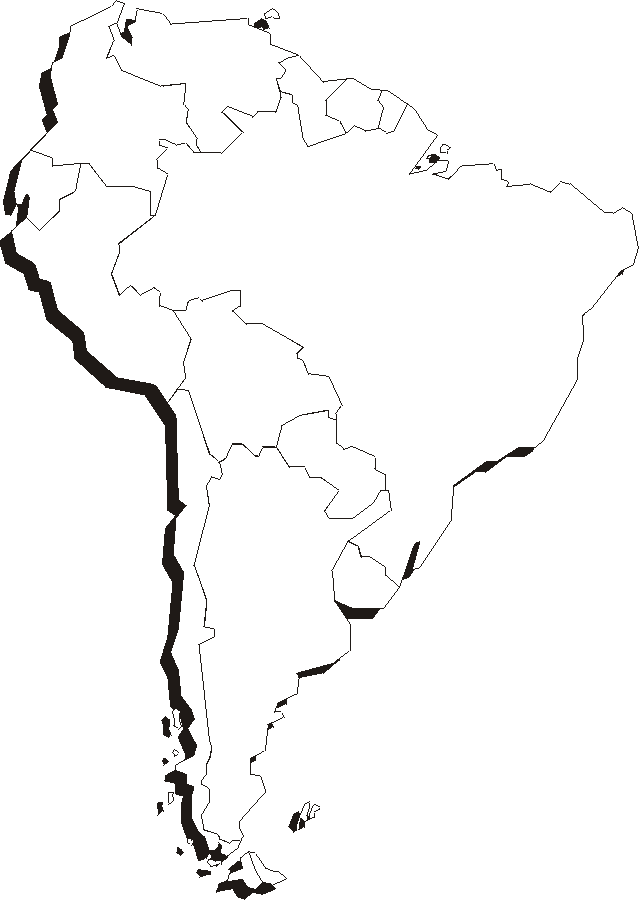 physical map of south america and central america. printable map of south america