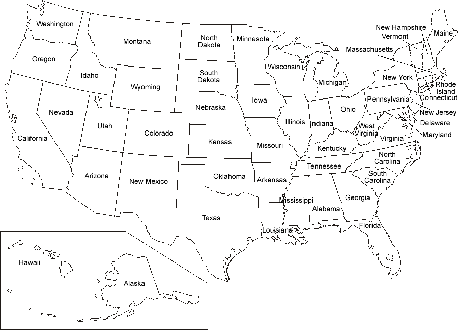 labeled usa map coloring pages printable - photo #17