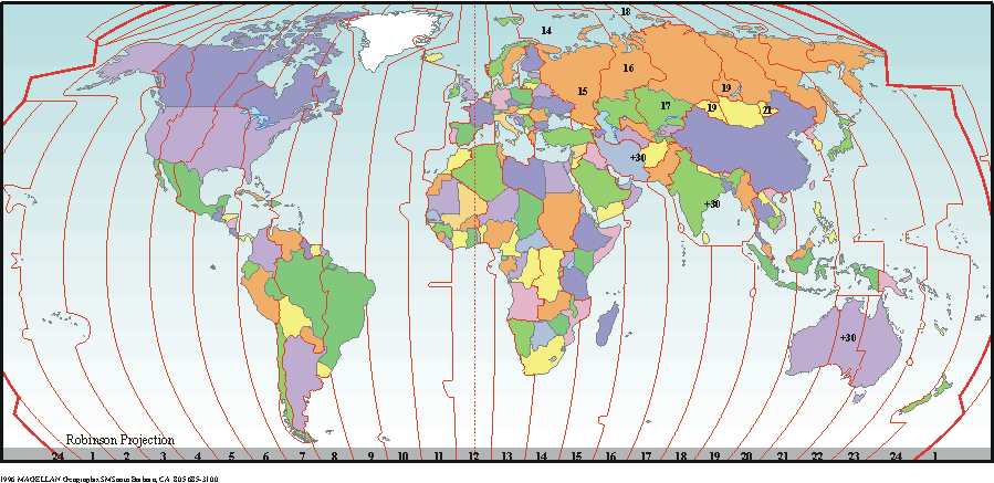 Time Zone Chart. Printable World Time Zone Map