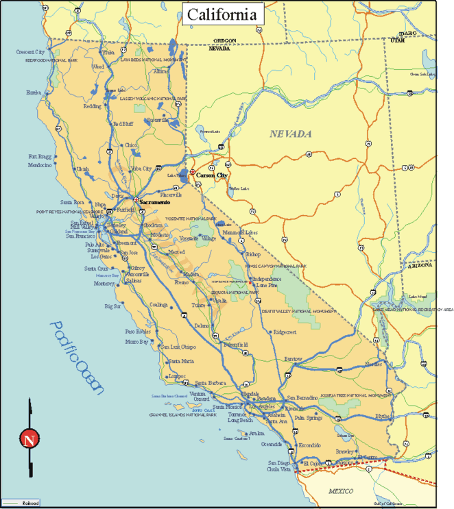 California+state+map+printable