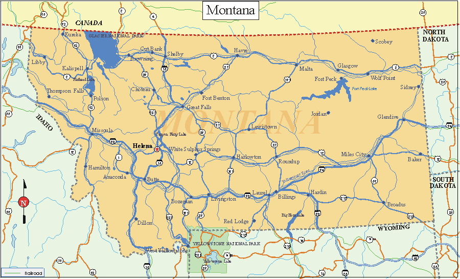 Free printable map of montana