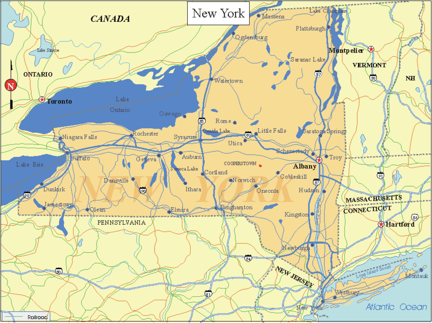 map of new york state outline. New York - Printable State Map
