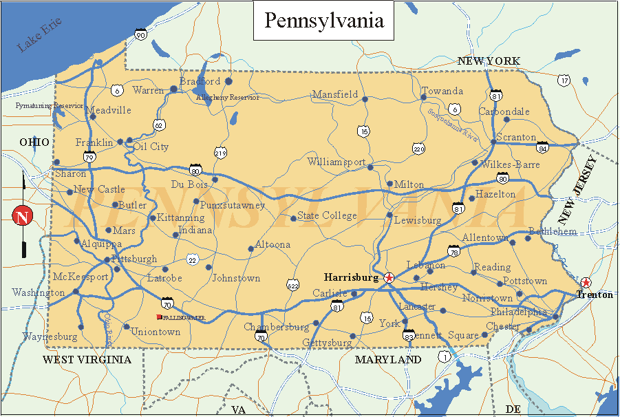 map of pennsylvania state