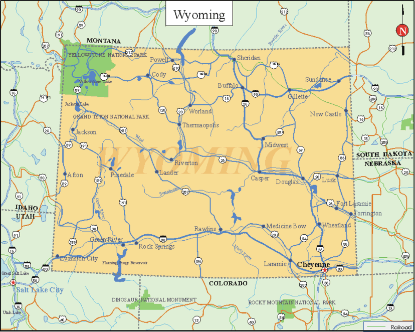 Map Of Wyoming State. Wyoming - Printable State Map