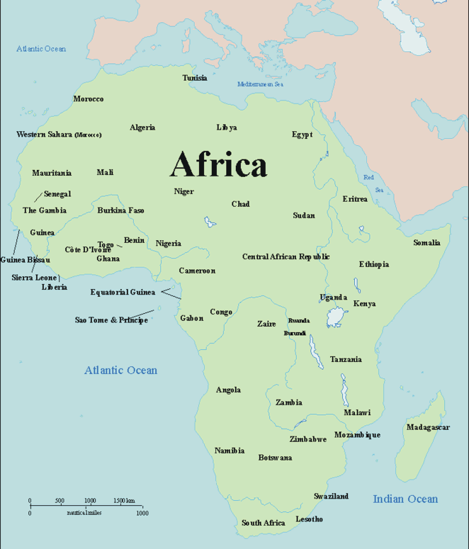 Printable Map of Africa #1