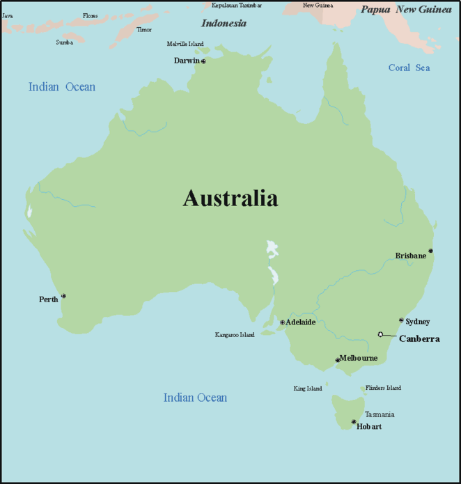 Printable Map of Australia #1