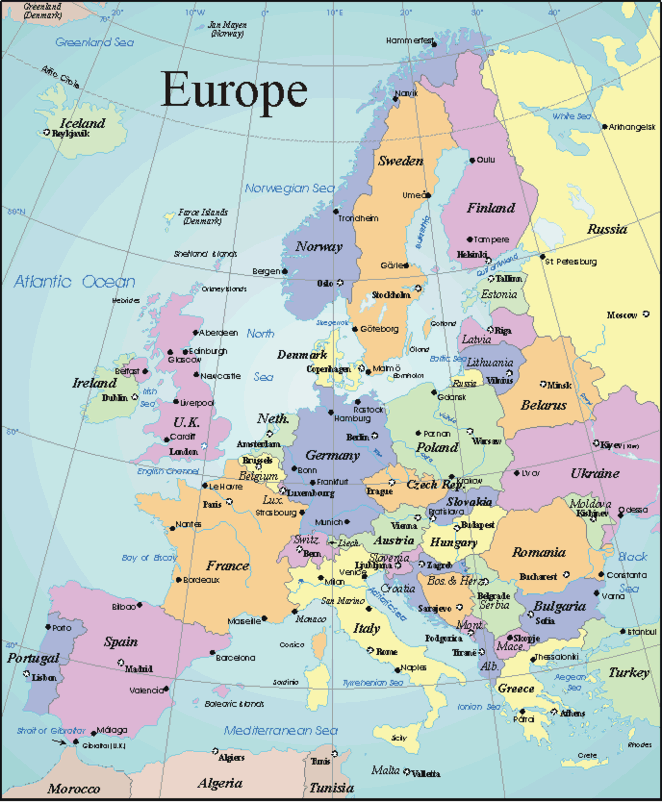 Printable Map of Europe #4