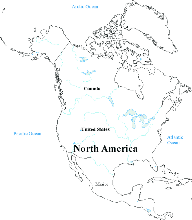 Printable Map of North America #5