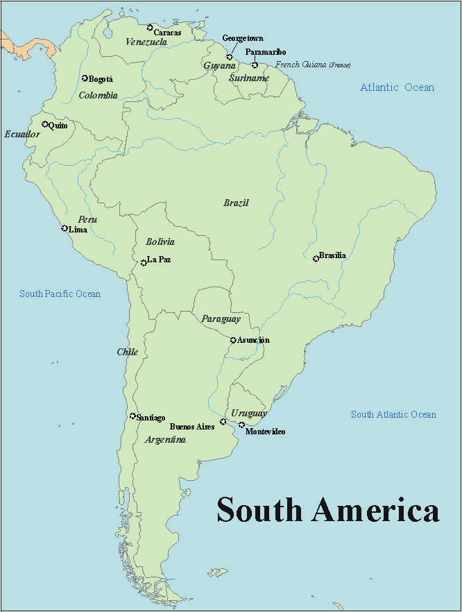 Printable Map of South America #1