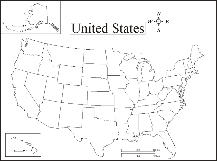 Printable Map of USA #2