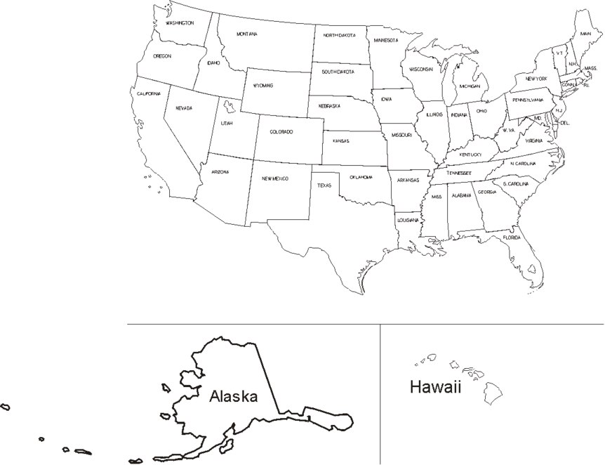 Printable Map of USA #3