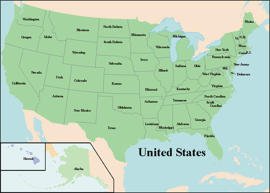Printable Map of USA #4