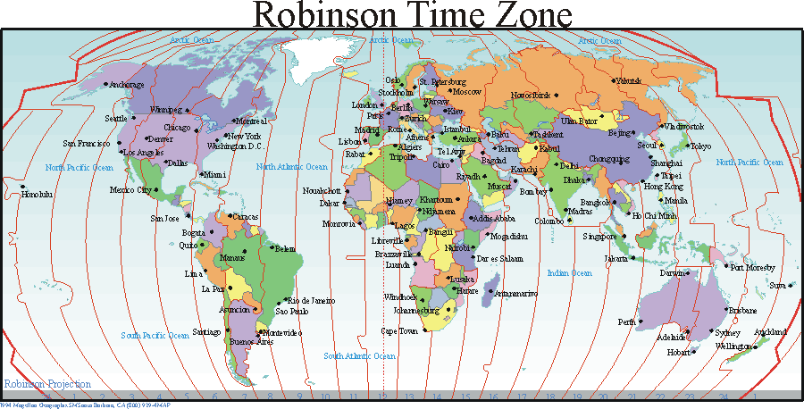 Printable World Time Zone Map #1