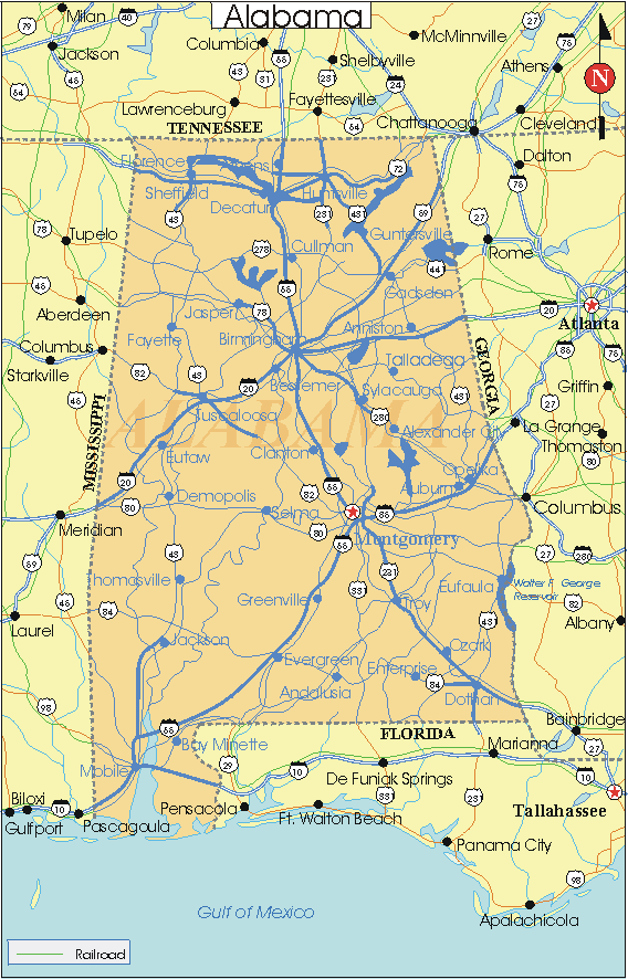 Alabama - Printable State Map #2