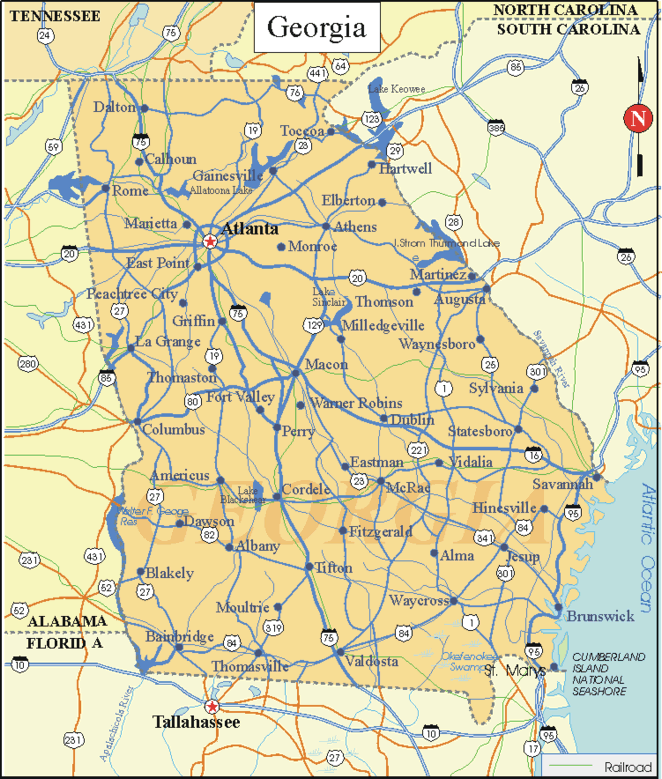 Georgia - Printable State Map #2
