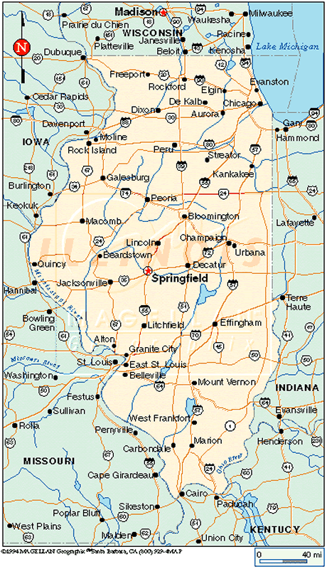 Illinois - Printable State Map #2