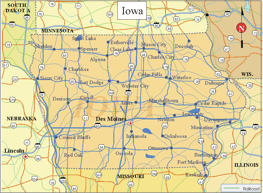 Iowa - Printable State Map #2