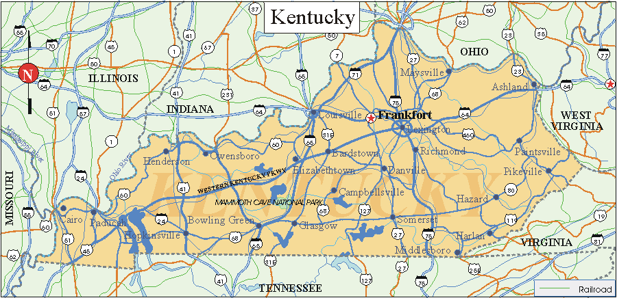 Kentucky - Printable State Map #2