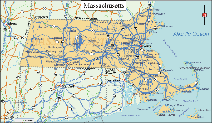 Massachusetts - Printable State Map #2