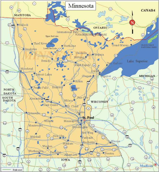 Minnesota - Printable State Map #2