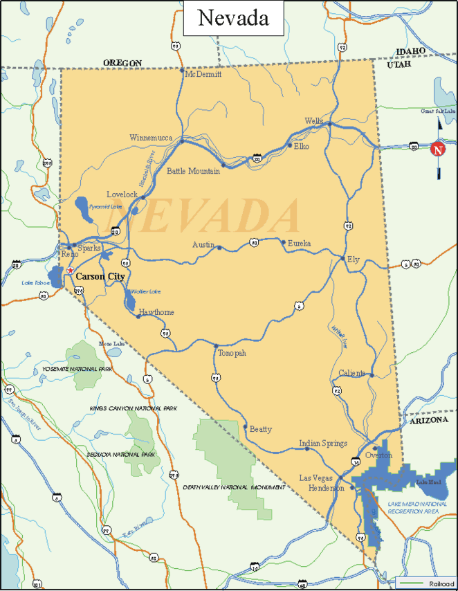 Nevada - Printable State Map #2
