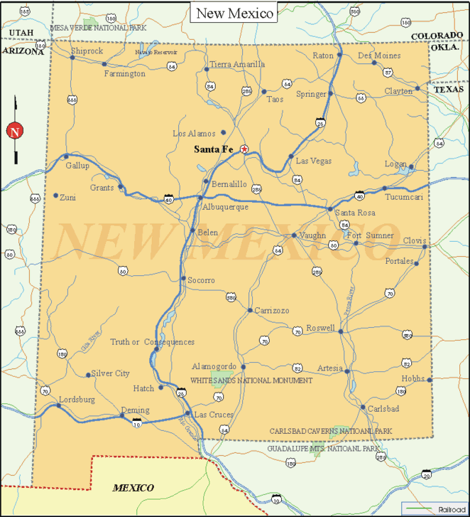 New Mexico - Printable State Map #2