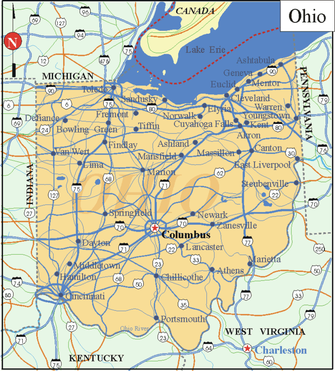 Ohio - Printable State Map #2