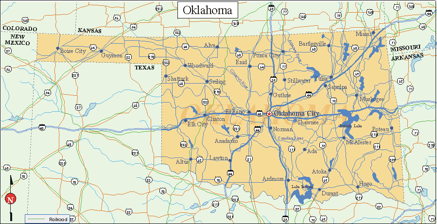 Oklahoma - Printable State Map #2