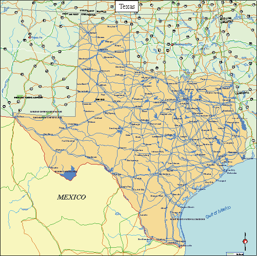Texas - Printable State Map #2