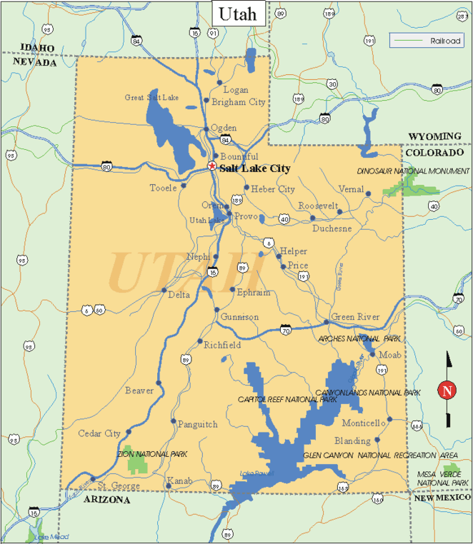 Utah - Printable State Map #2