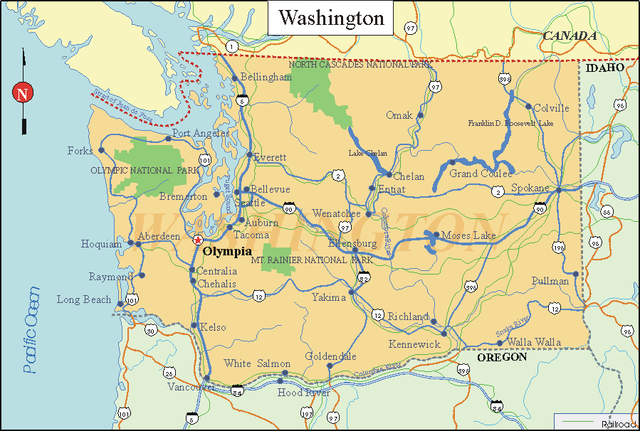Washington - Printable State Map #2